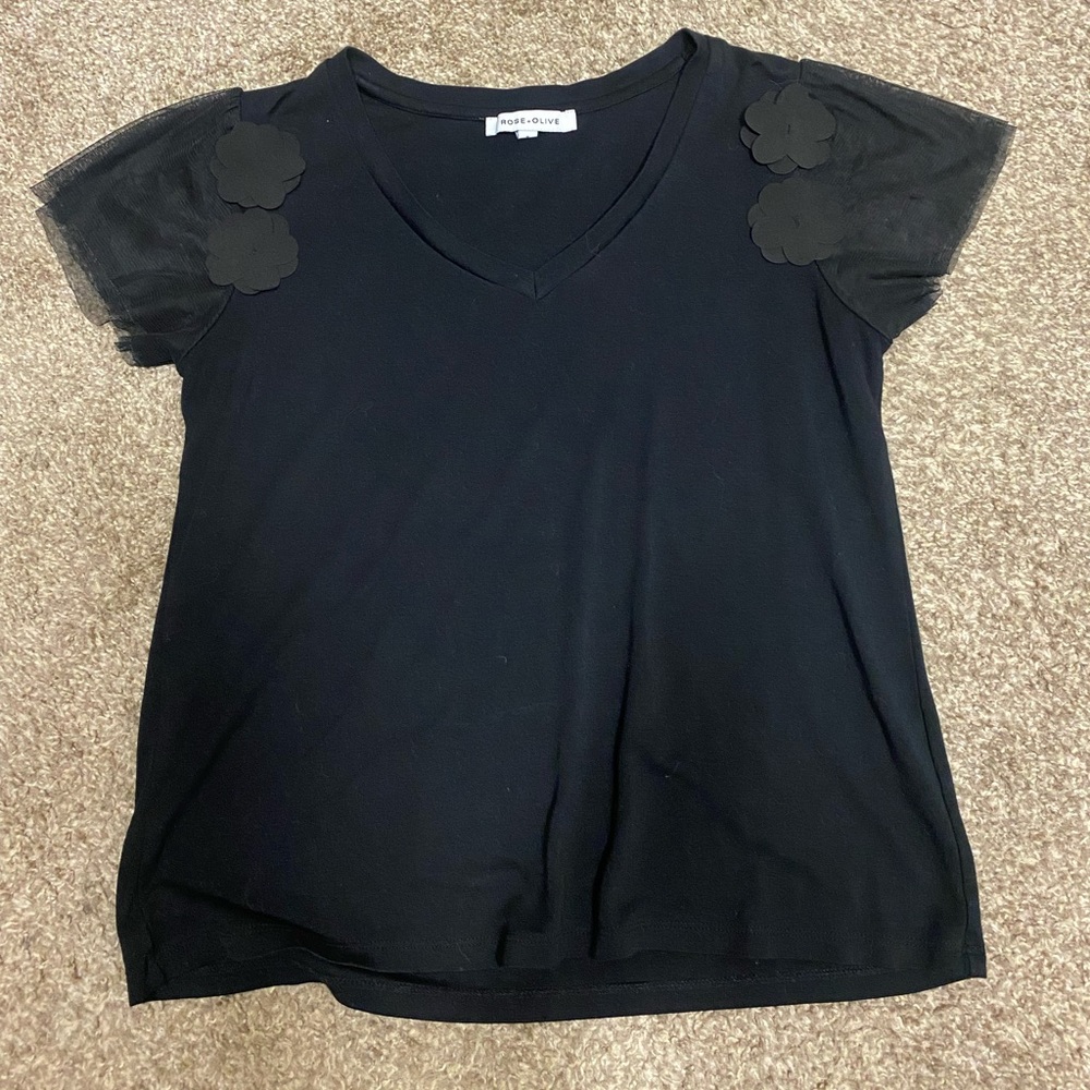 Black shirt with flower sleeves